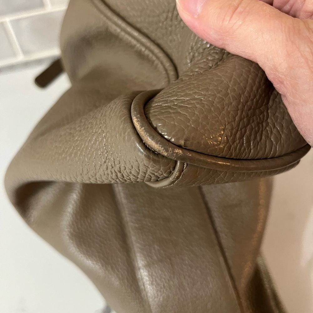 Valentina Italia Olive Pebbled Leather Shoulder Tote Bag Contemporary Minimalist - Picture 7 of 14